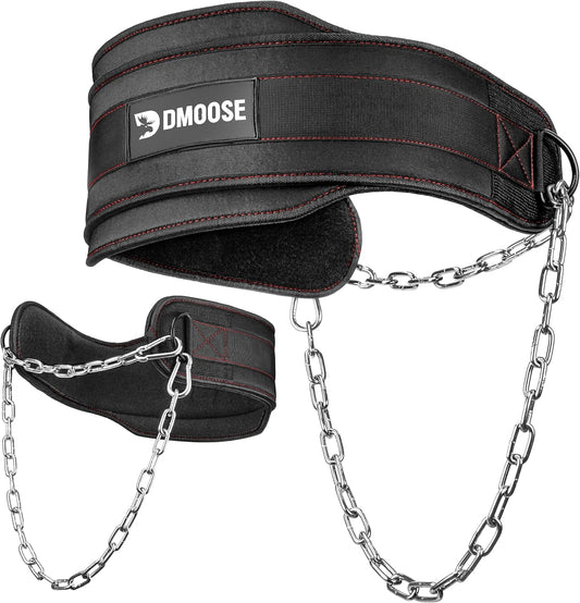 Dip Belt for Weight Lifting, Pullup, Squats & Dips - 36" Robust Steel Chain, Comfortable Neoprene Padding Supports 350Lbs - Gym Weight Belt for Strength Training Workout & Weightlifting